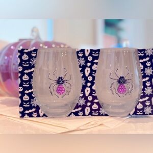 Crystal Spider Stemless wine glasses